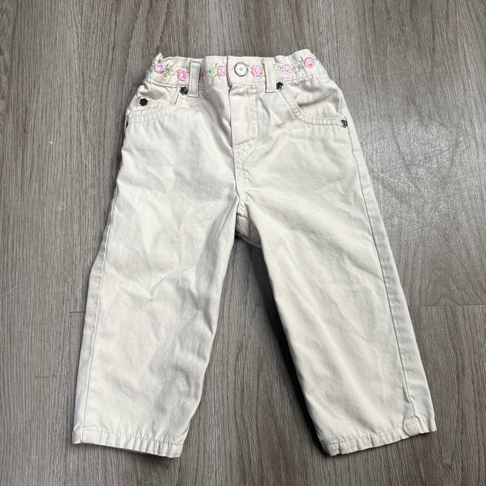 Carter's Cream Jeans with Pink Floral Accents